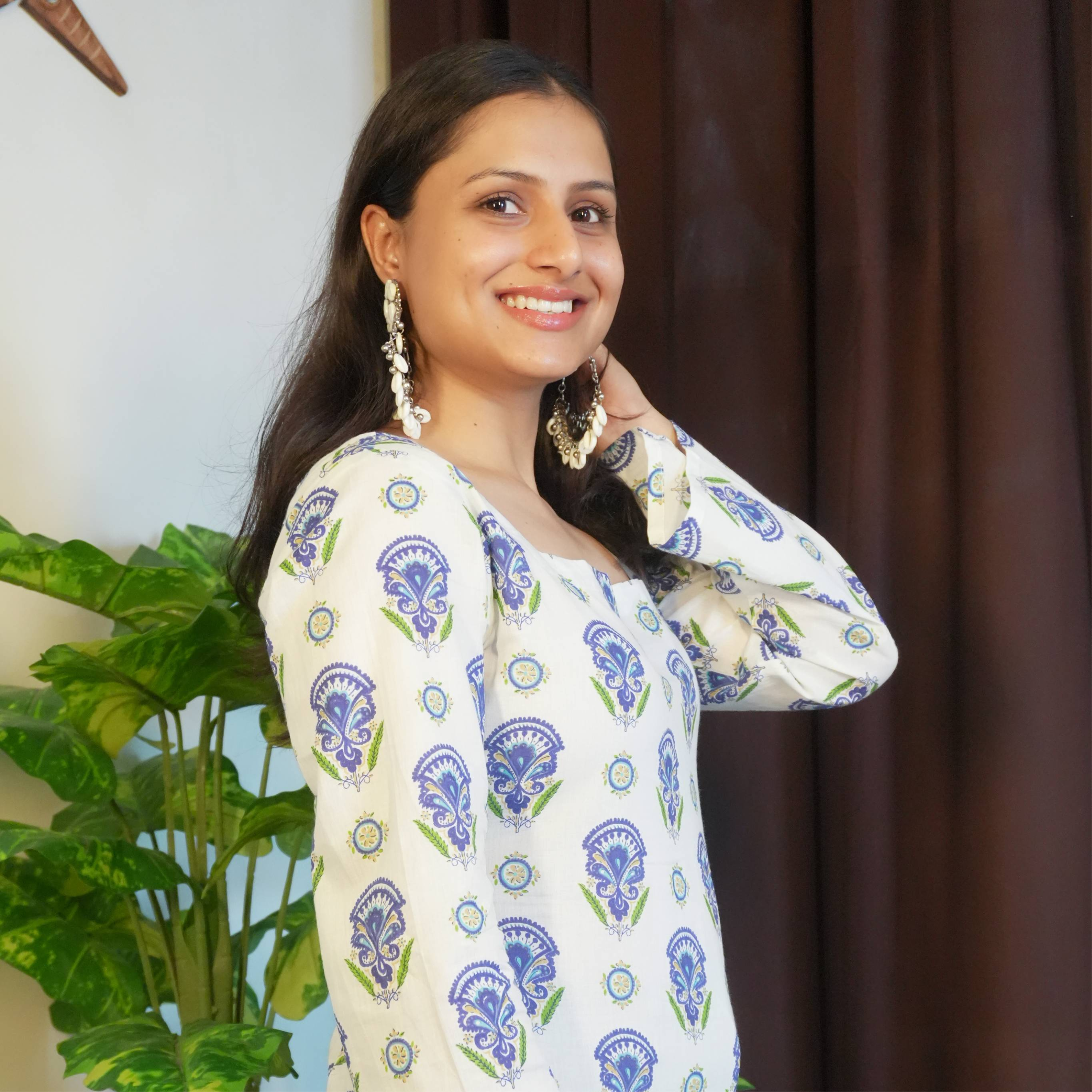 SHIFA - THE SQUARE NECK WHITE KURTI