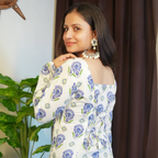 SHIFA - THE SQUARE NECK WHITE KURTI