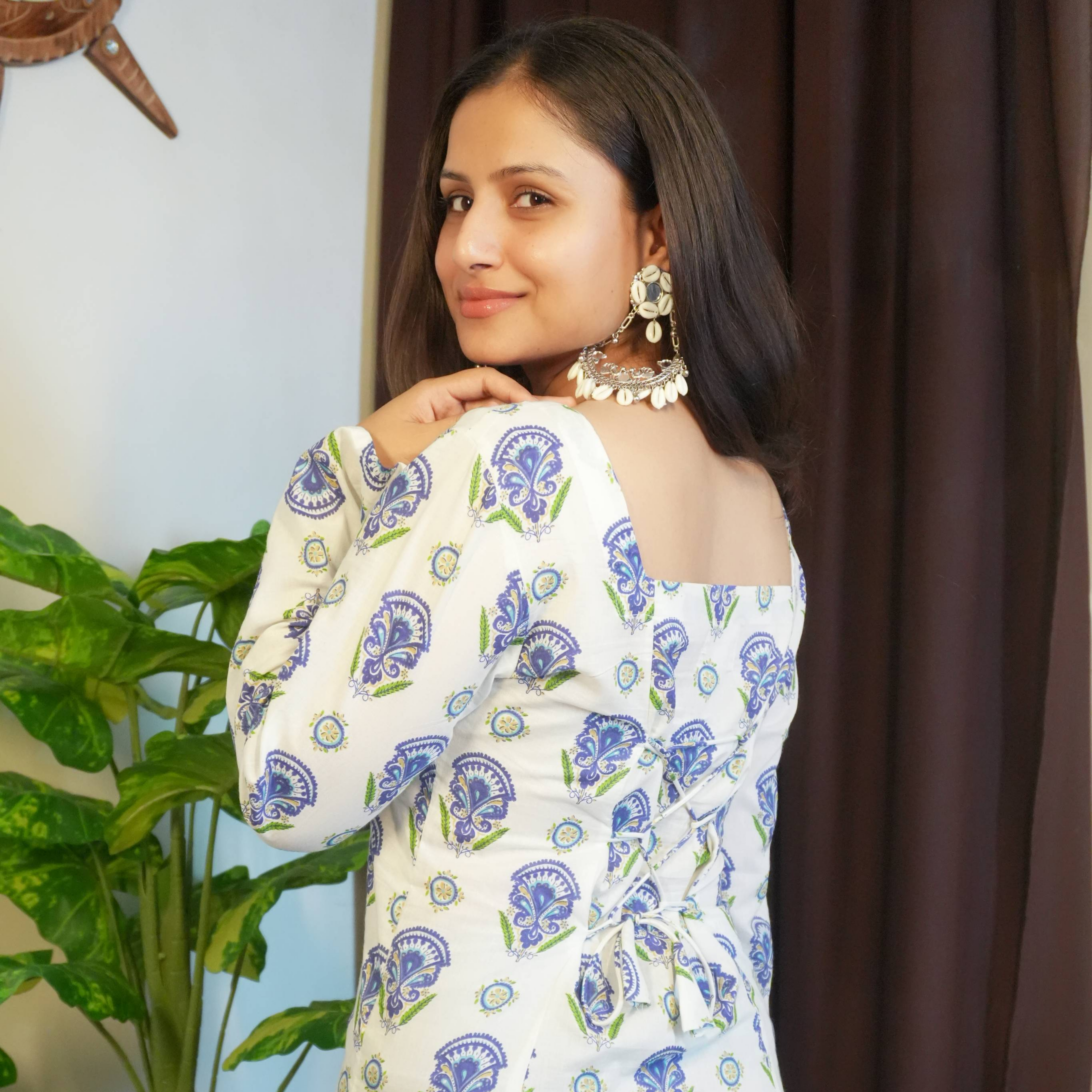 SHIFA - THE SQUARE NECK WHITE KURTI