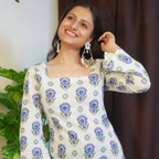 SHIFA - THE SQUARE NECK WHITE KURTI