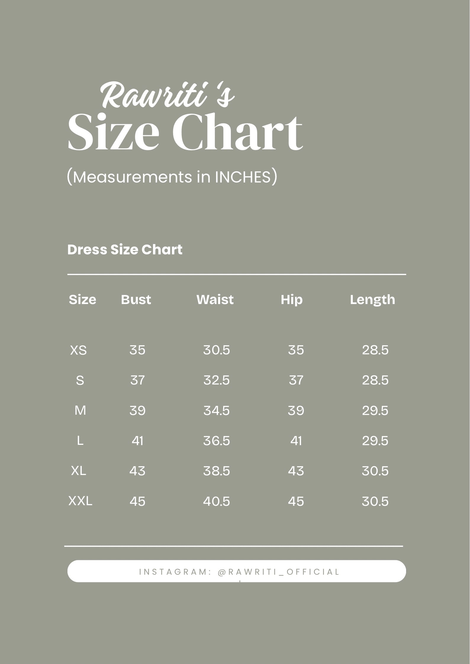 Size chart